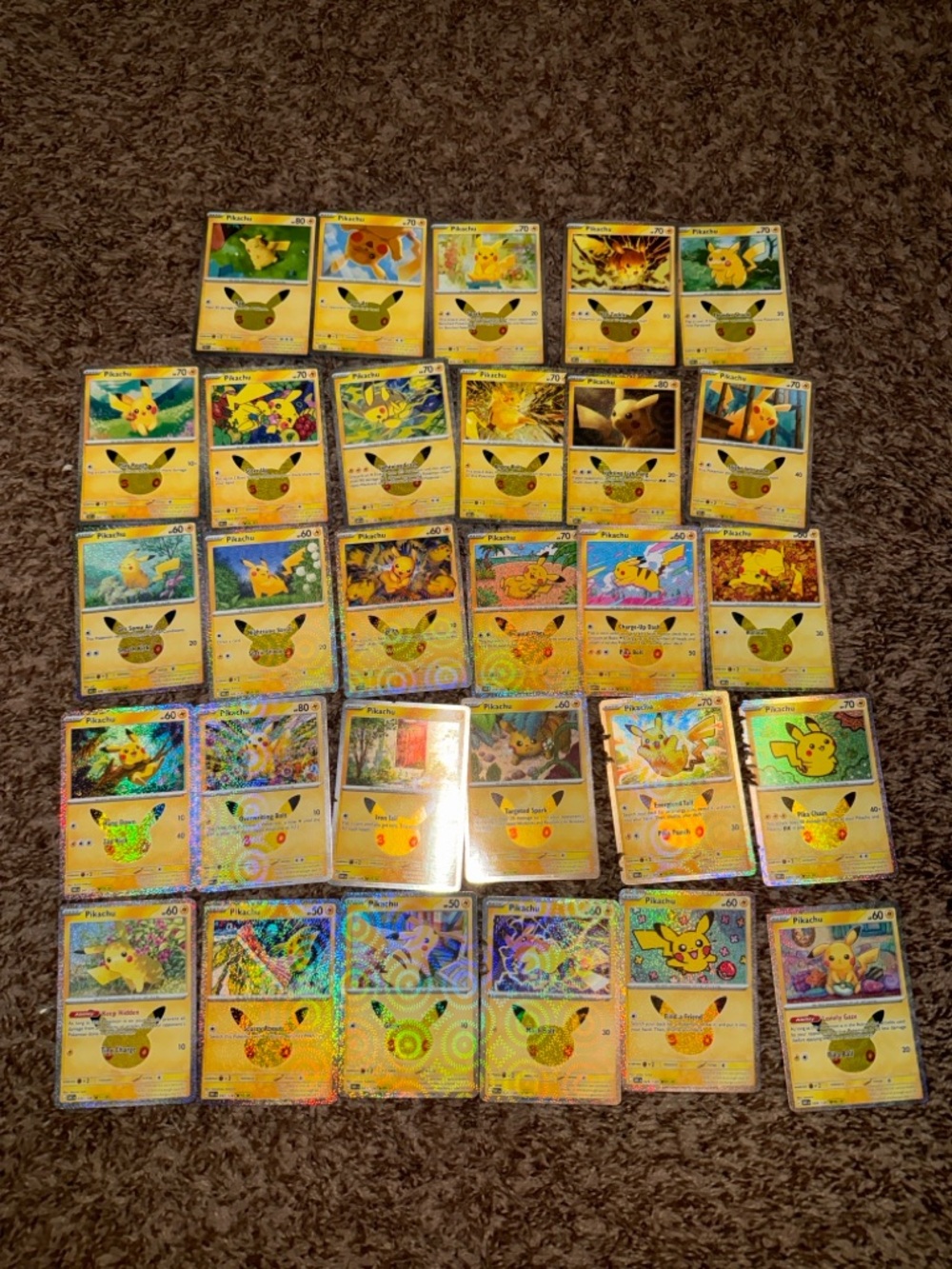 29/30 Pokemon 30th Anniversary Pikachu Holo Cards